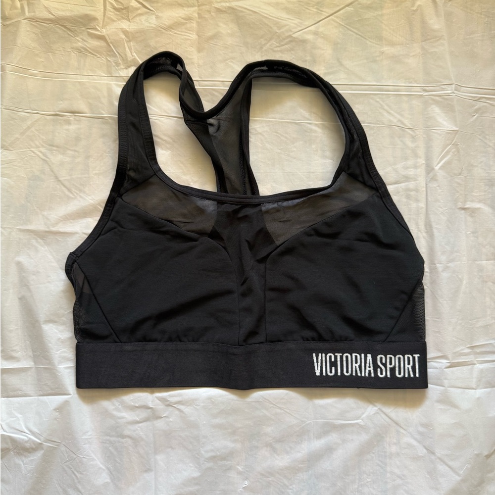 Victoria’s Secret Sports Bra Black Mesh Racerback Gym Workout